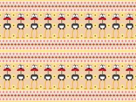 ostrich cartoon character seamless pattern on orange background vector