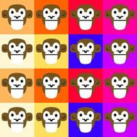 monkey cartoon character pattern on multicolored background vector
