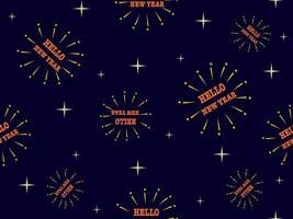 Hello new year words seamless pattern on blue background vector