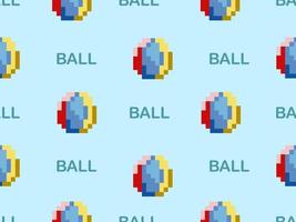 Ball cartoon character seamless pattern on blue background.Pixel style vector