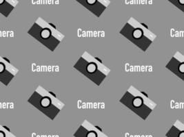 Seamless pattern photography camera cartoon character on gray background vector