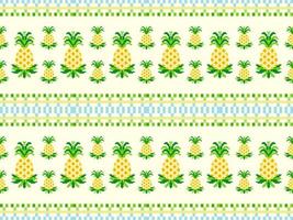 Pixel style colorful pineapple cartoon character. vector