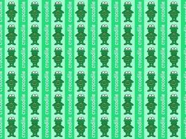crocodile cartoon character seamless pattern on green background vector