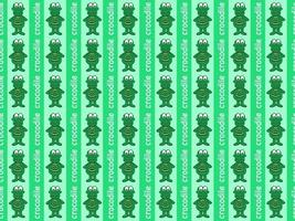 crocodile cartoon character seamless pattern on green background vector