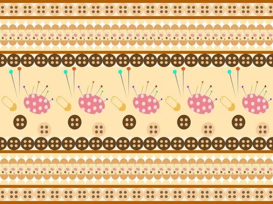 sewing cartoon seamless pattern on yellow background