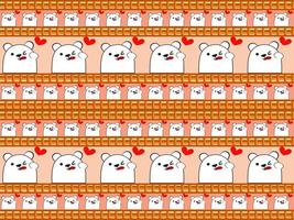 white bear cartoon character seamless pattern on orange background vector