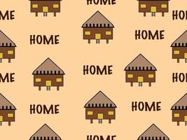 Home cartoon character seamless pattern on orange background. vector