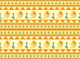 bird cartoon character seamless pattern on yellow background vector