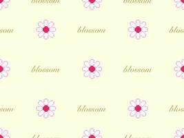 Flower cartoon character seamless pattern on yellow background.Pixel style vector