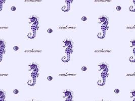 seahorse cartoon character seamless pattern on purple background.Pixel style vector