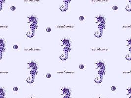 seahorse cartoon character seamless pattern on purple background.Pixel style vector