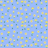 formas florales de patrones sin fisuras sobre fondo azul vector