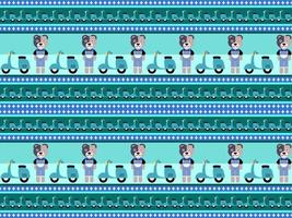 bear cartoon character pattern on green background vector