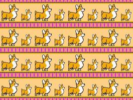Corgi dog cartoon character on orange background. vector