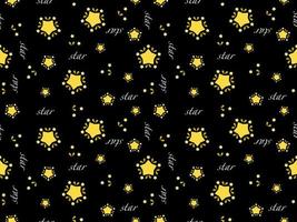 Star cartoon character seamless pattern on black background vector