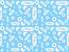 flower cartoon character seamless pattern on blue background vector