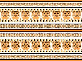 tiger cartoon character pattern on orange background vector