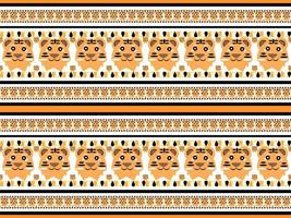 tiger cartoon character pattern on orange background vector