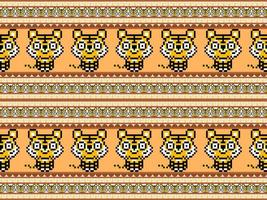 Tiger cartoon character seamless pattern on orange background vector