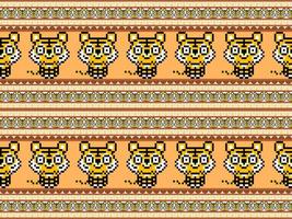 Tiger cartoon character seamless pattern on orange background vector