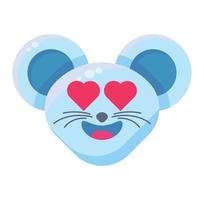 Romantic mouse emoticon flat illustration vector