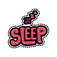 Zzz, sleep lettering stitched frame illustration vector
