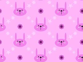 rabbit cartoon character seamless pattern on pink background vector