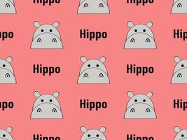 hippopotamus cartoon character seamless pattern on pink background vector