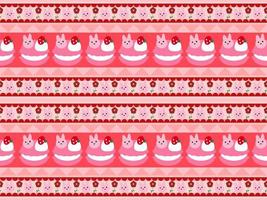 patrón sin costuras de personaje de dibujos animados de pastel sobre fondo rosa vector