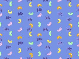 Jelly cartoon character seamless pattern on blue background.Pixel style vector