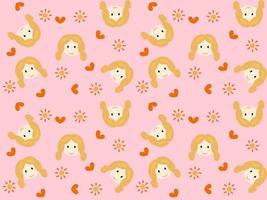 Toddler cartoon character seamless pattern on pink background. children vector
