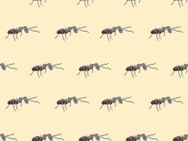 Ant cartoon character seamless pattern on orange background.Pixel style vector