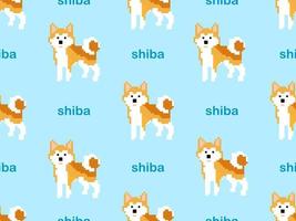 personaje de dibujos animados shiba de patrones sin fisuras sobre fondo azul.estilo de píxel vector