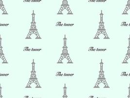 the tower cartoon character seamless pattern on green background.Pixel style vector