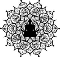 yogui sentado en posición de loto silueta negra vector