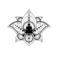 Human Silhouette with Lotus Flower Vector Template