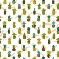 Whole pineapples vector seamless pattern