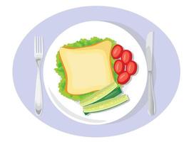 desayuno de alimentos saludables. concepto de pérdida de peso de dieta con pan, frutas y verduras. vector