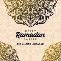happy Ramadan Kareem Eid al Fitr Mubarak with oriental mandala art texture background vector design element