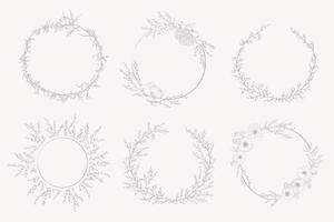 Wedding floral handdrawn vector border set.