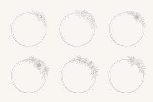 Wedding floral handdrawn vector border set.