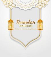 Simple realistic Eid Mubarak and Ramadan Kareem banner illustration vector