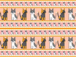 seamless pattern cartoon cat character on orange background vector