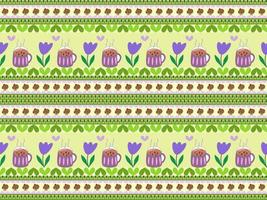 milk tea in cup cartoon seamless pattern on green background vector