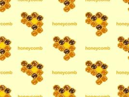 honey bee cartoon character seamless pattern on yellow background.Pixel style vector