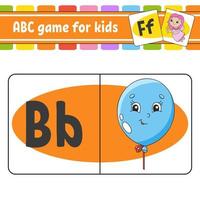 tarjetas flash abc. alfabeto para niños. aprender letras. hoja de trabajo de educación. página de actividades para estudiar inglés. juego de colores para niños. ilustración vectorial aislada. estilo coon. vector