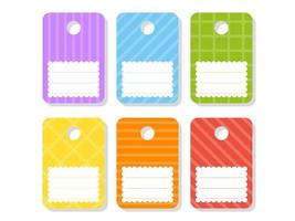 Gift tags. Bright stickers. Rectangular label. For holidays with space for your text. Color vector isolated illustration.