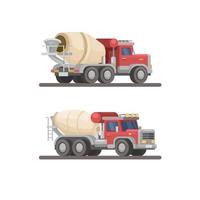 Truck mixer two angle collection set illustration vector