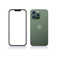 illustration of iphone 13 pro max midnight green color mockup template editable vector