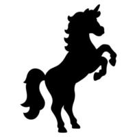 Black silhouette unicorn. Design element. Vector illustration isolated on white background. Template for books, stickers, posters, cards, clothes.